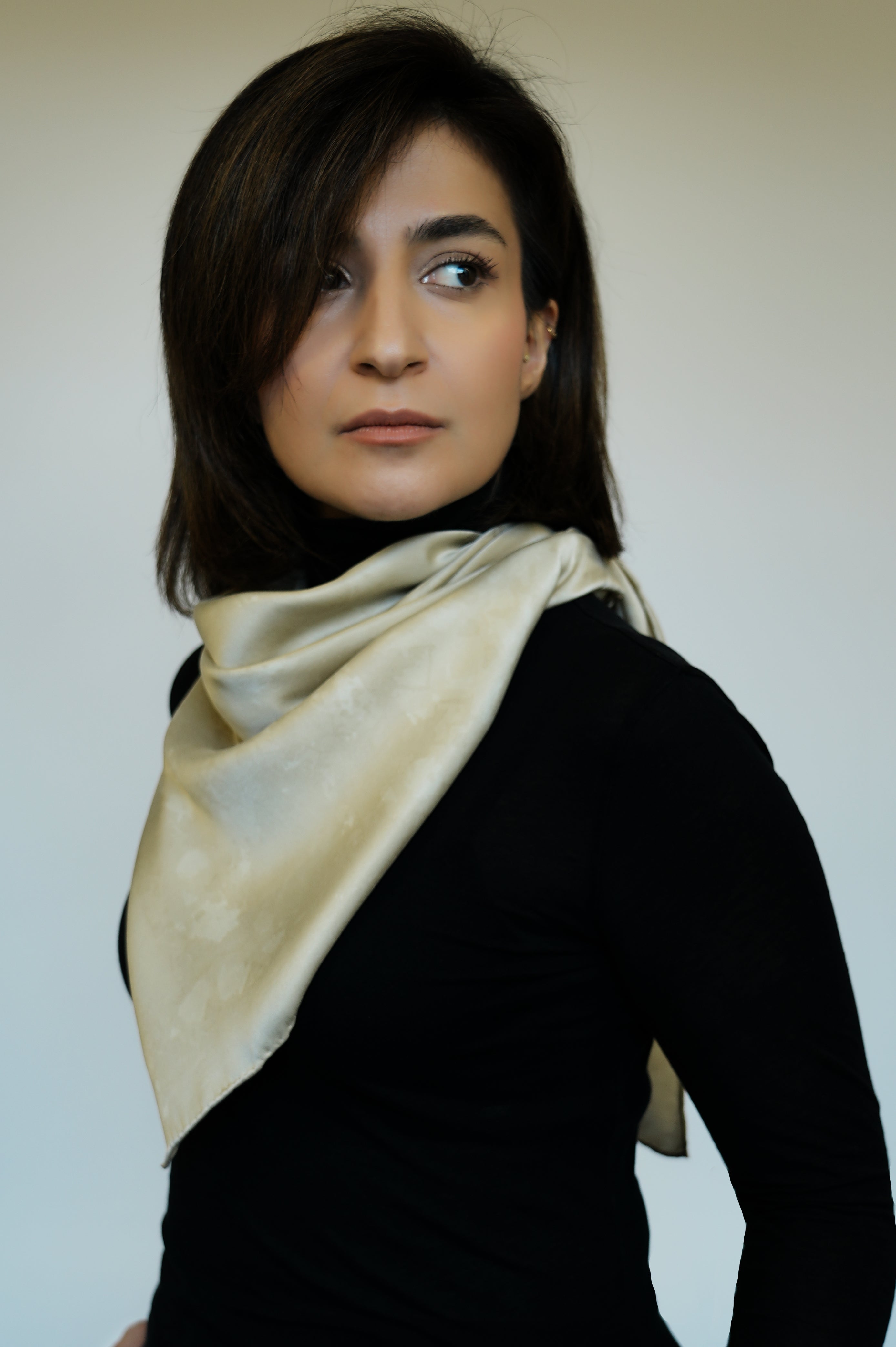 DIBADIB | Velvet Whispers Silk Scarf - Beige