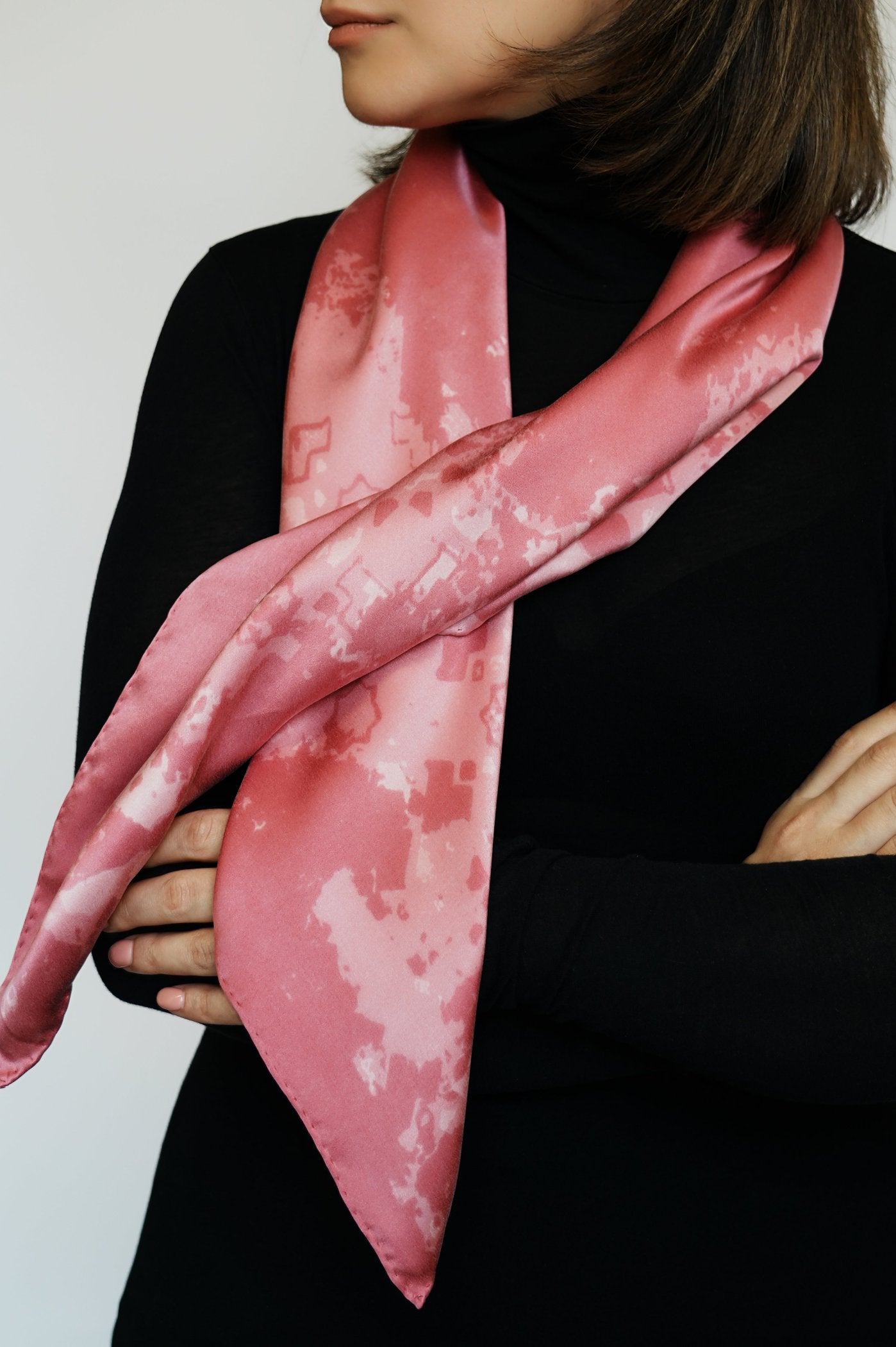 DIBADIB | Velvet Whispers Silk Scarf - Charming Pink